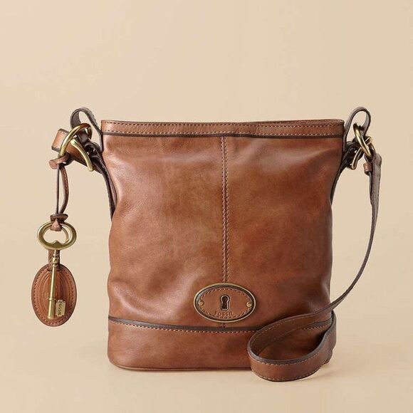 ✨FOSSIL Maddox Two Tone Brown Leather Crossbody✨ - Picture 2 of 7